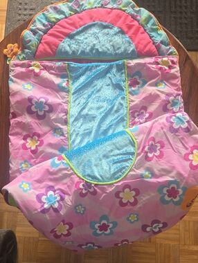 Pink Floral Plush Kid's Sleeping Bag with Blue Accent (🛍6/$36)